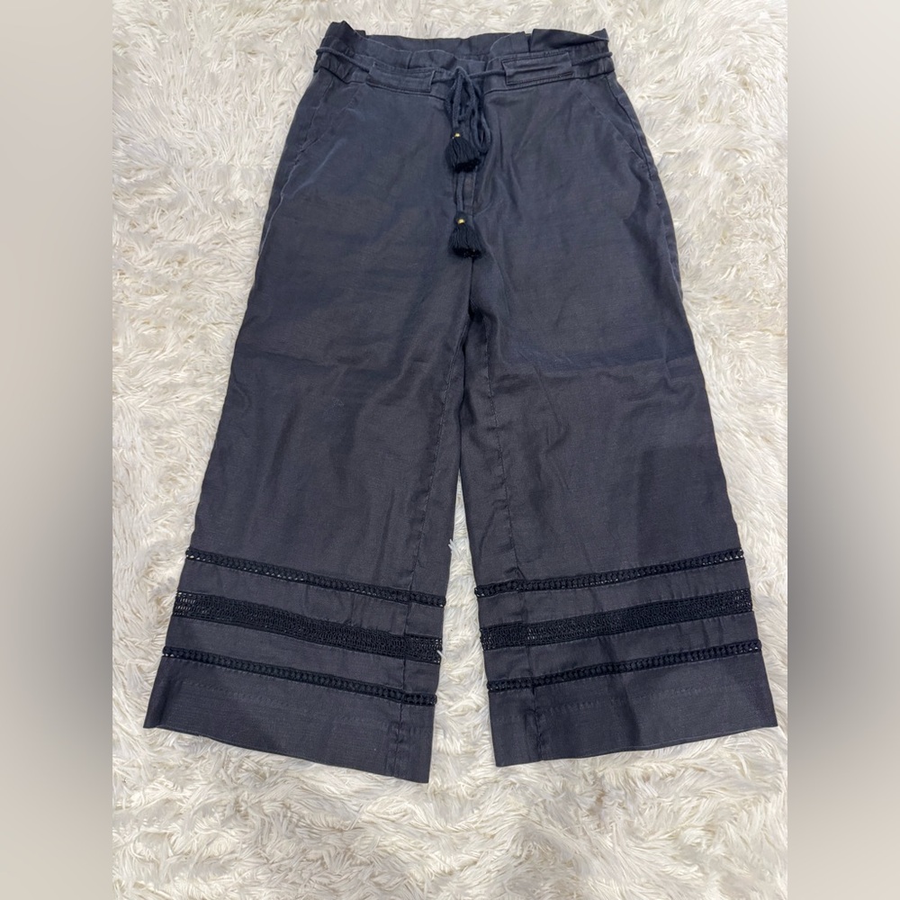 Linen blend wide leg crop